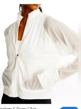 Zyia Active white Ribbed activewear jacket